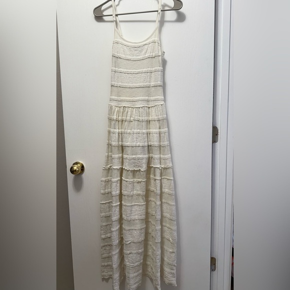 Bebe Cream Textured Cotton Maxi Dress Size XS - Picture 1 of 4